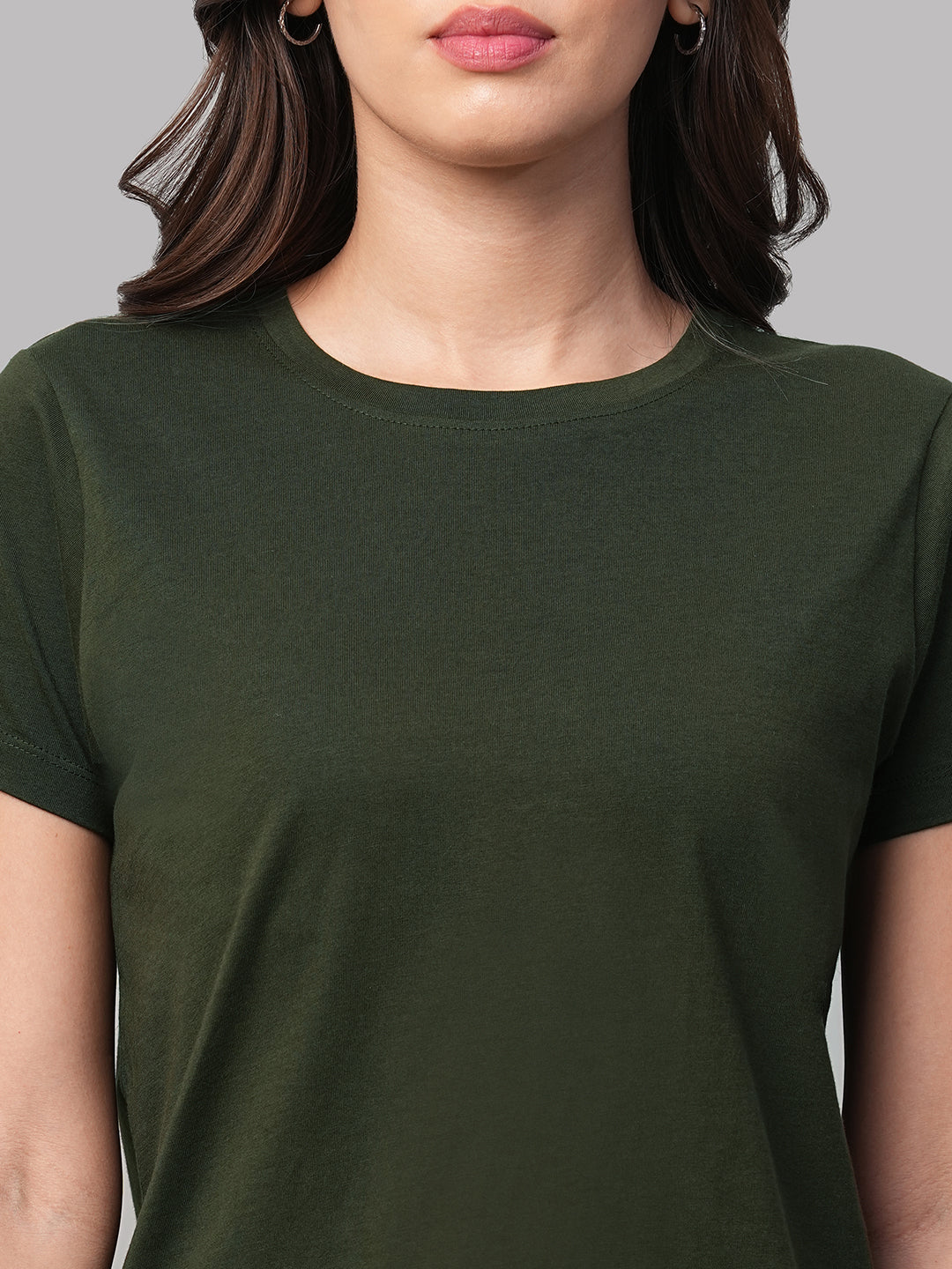 Women's Green 100% Cotton Regular Fit Tshirt