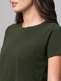 Women’s Cotton Regular Fit T-Shirt Green