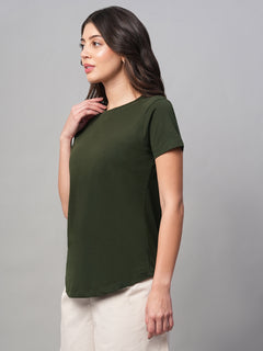Women’s Cotton Regular Fit T-Shirt Green