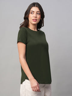 Women’s Cotton Regular Fit T-Shirt Green