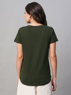 Women’s Cotton Regular Fit T-Shirt Green