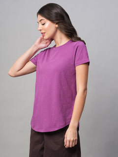 Women’s Cotton Regular Fit T-Shirt Purple