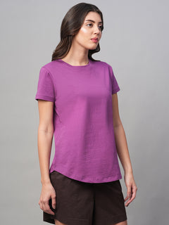 Women’s Cotton Regular Fit T-Shirt Purple