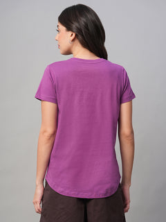 Women’s Cotton Regular Fit T-Shirt Purple