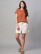 Women's Rust 100% Cotton Regular Fit Tshirt