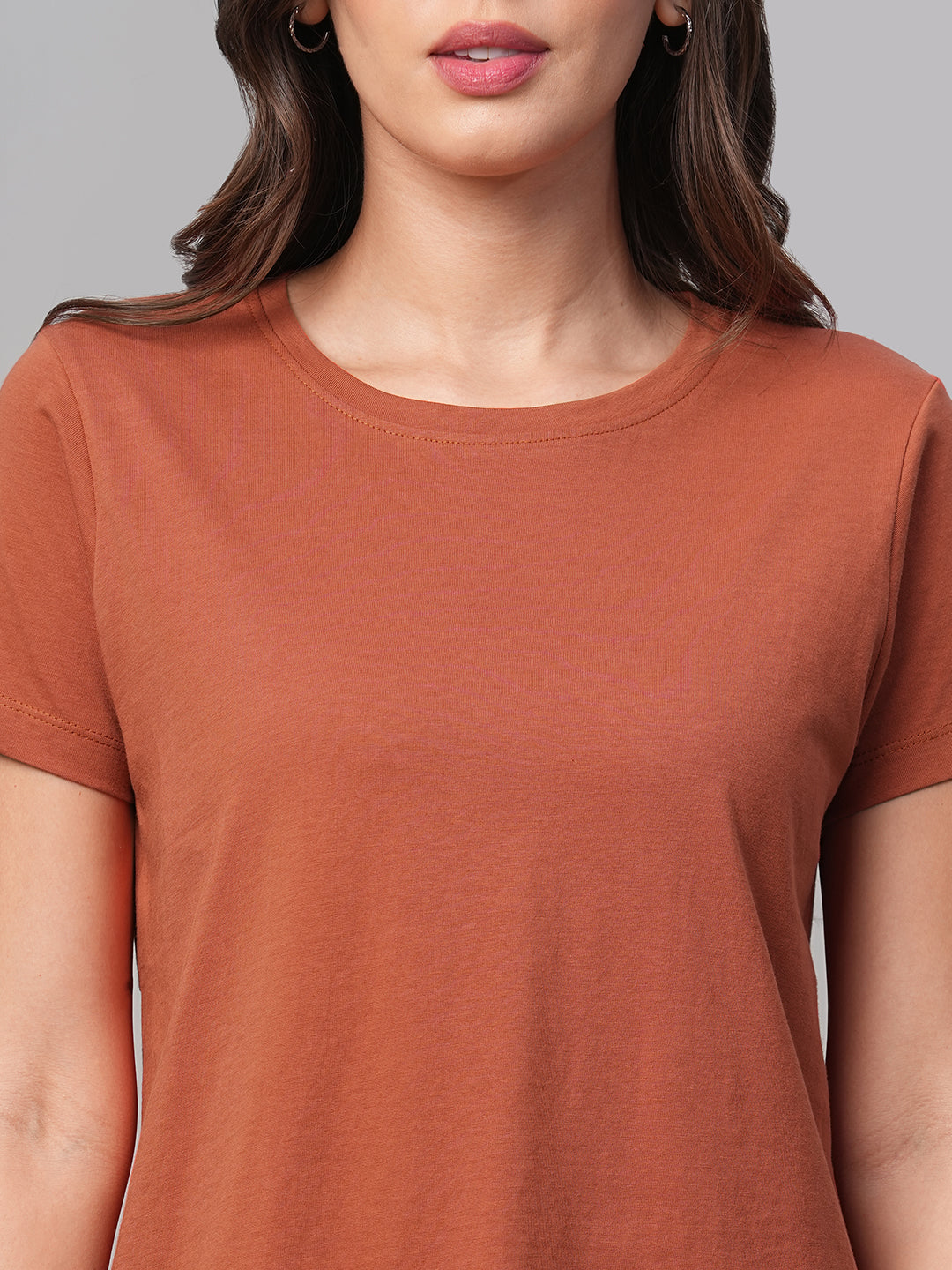 Women's Rust 100% Cotton Regular Fit Tshirt