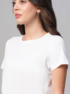 Women's White 100% Cotton Regular Fit Tshirt