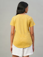 Women's Mustard 100% Cotton Slim Fit Tshirt