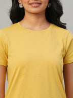Women's Mustard 100% Cotton Slim Fit Tshirt