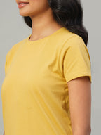 Women's Mustard 100% Cotton Slim Fit Tshirt