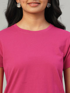 Women's 100% Cotton Slim Fit Tshirt Pink