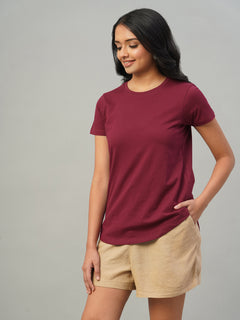 Women's 100% Cotton Slim Fit Tshirt Red