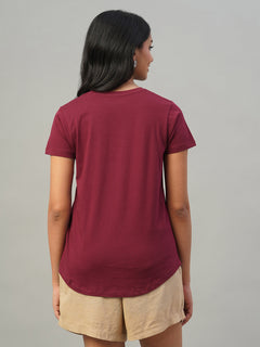 Women's 100% Cotton Slim Fit Tshirt Red