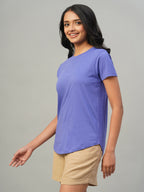 Women's Violet 100% Cotton Slim Fit Tshirt