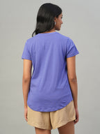 Women's Violet 100% Cotton Slim Fit Tshirt