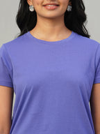 Women's Violet 100% Cotton Slim Fit Tshirt