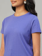 Women's Violet 100% Cotton Slim Fit Tshirt