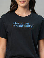 Women's Navy 100% Cotton Regular Fit Tshirt