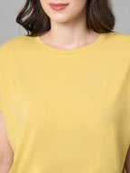 Women's Mustard Cotton Bamboo Elastane Regular Fit Tshirt