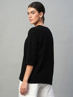Women's Black 100% Cotton Regular Fit Tshirt