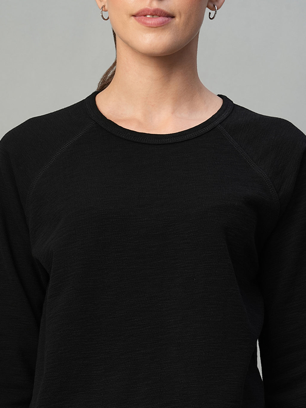 Women's Black 100% Cotton Regular Fit Tshirt