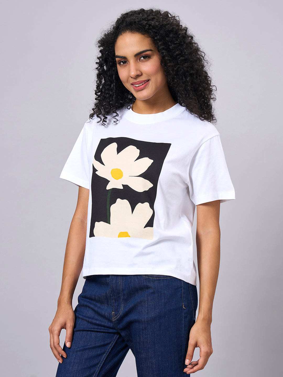 Women's White 100% Organic Cotton Regular Fit Tshirt