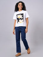 Women's White 100% Organic Cotton Regular Fit Tshirt