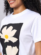 Women's White 100% Organic Cotton Regular Fit Tshirt