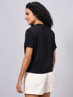 Women's Black 100% Organic Cotton Regular Fit Tshirt