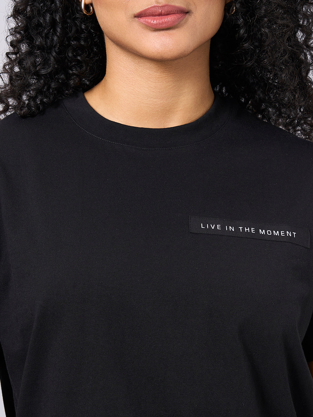 Women's Black 100% Organic Cotton Regular Fit Tshirt