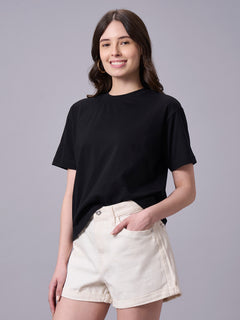Women’s Organic Cotton Regular Fit Crew Neck T-Shirt Black