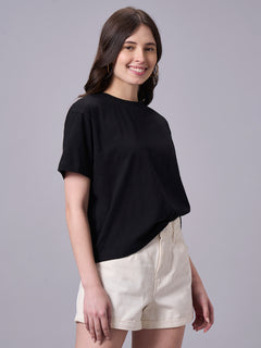 Women’s Organic Cotton Regular Fit Crew Neck T-Shirt Black