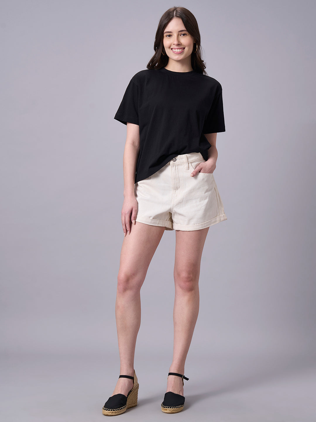 Women's Black 100% Organic Cotton Regular Fit Tshirt