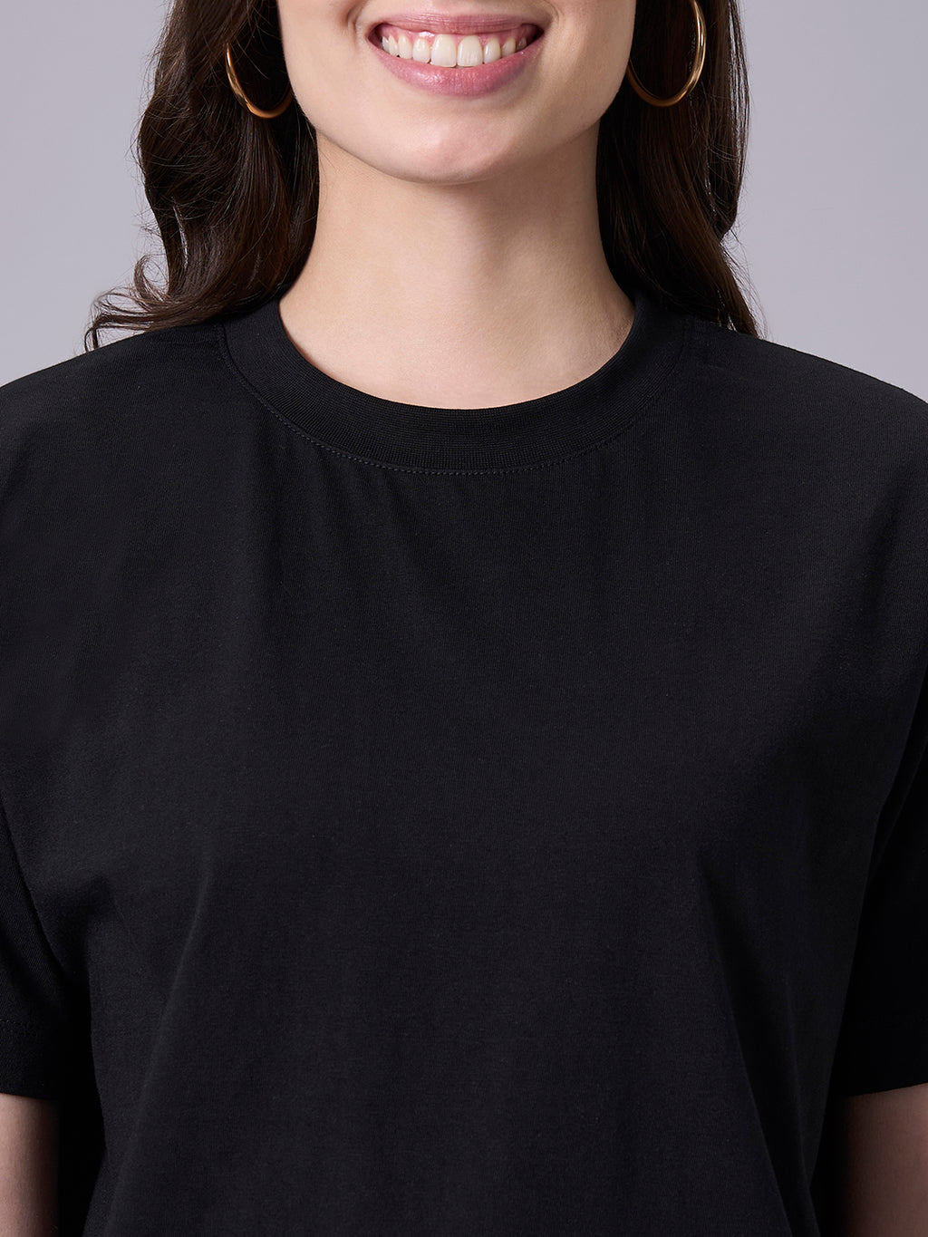Women's Black 100% Organic Cotton Regular Fit Tshirt