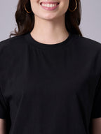 Women's Black 100% Organic Cotton Regular Fit Tshirt