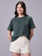 Women's Olive 100% Organic Cotton Regular Fit Tshirt