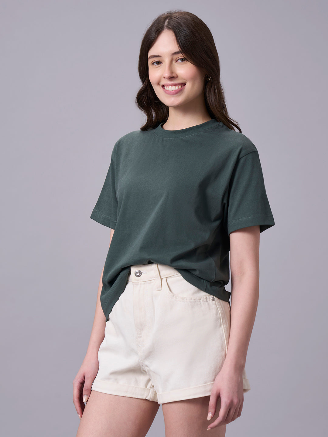 Women's Olive 100% Organic Cotton Regular Fit Tshirt