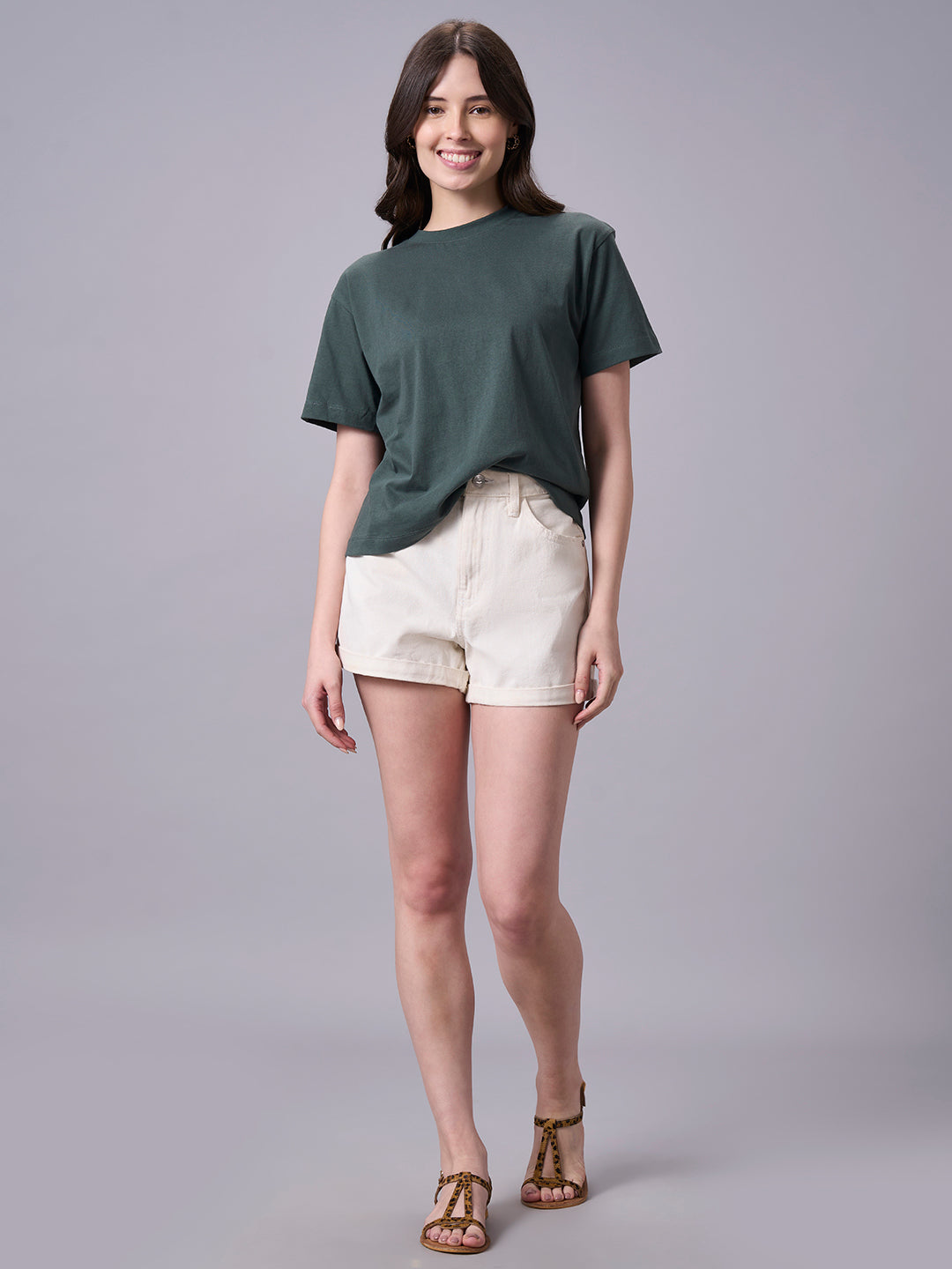 Women's Olive 100% Organic Cotton Regular Fit Tshirt