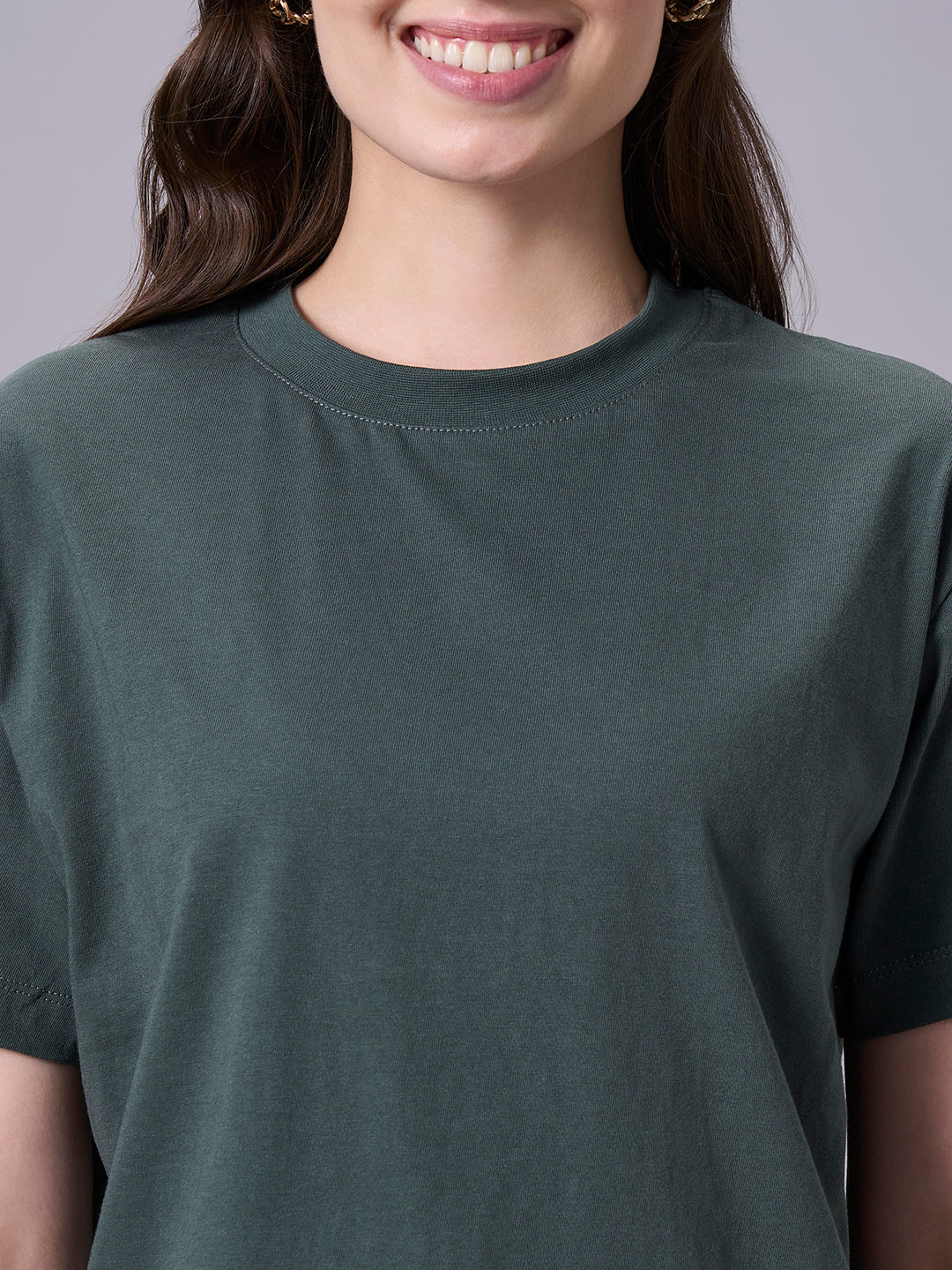 Women's Olive 100% Organic Cotton Regular Fit Tshirt
