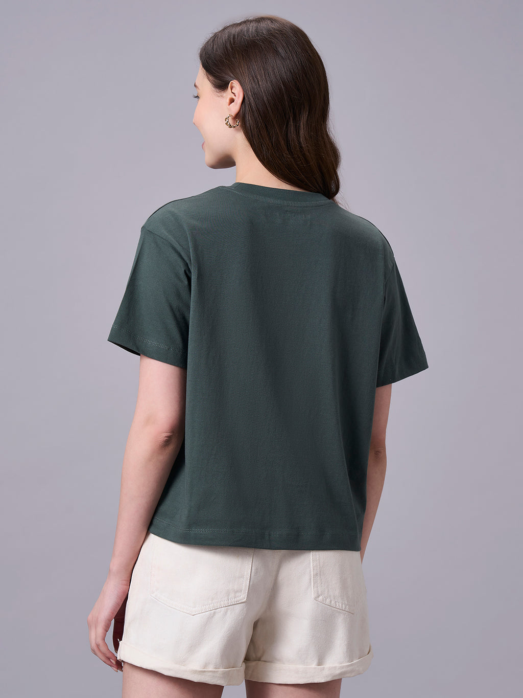 Women's Olive 100% Organic Cotton Regular Fit Tshirt