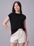 Women's Black 100% Organic Cotton Regular Fit Tshirt