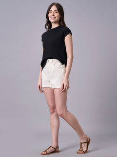 Women’s Organic Cotton Regular Fit Cap Sleeve T-Shirt Black