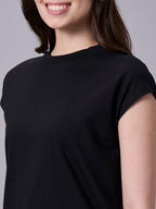Women's Black 100% Organic Cotton Regular Fit Tshirt