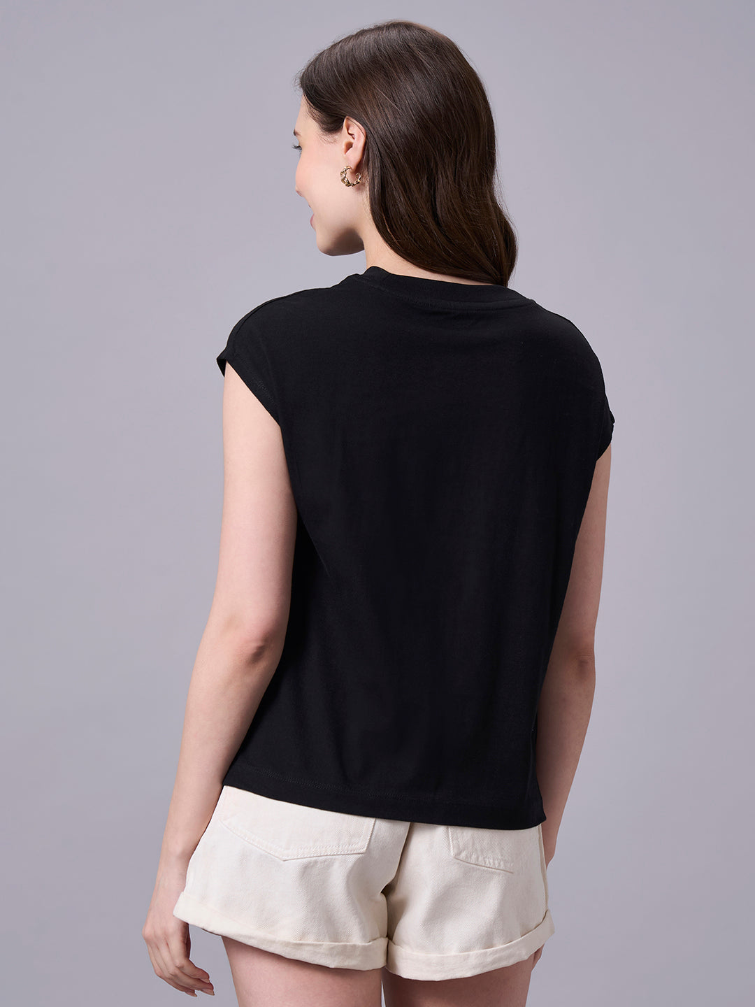 Women's Black 100% Organic Cotton Regular Fit Tshirt
