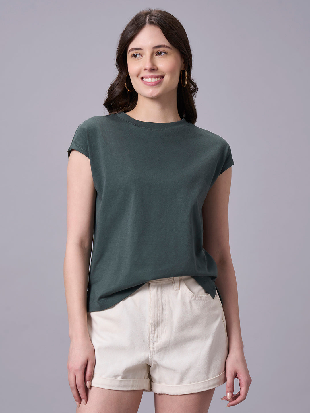 Women's Olive 100% Organic Cotton Regular Fit Tshirt