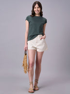 Women's Olive 100% Organic Cotton Regular Fit Tshirt