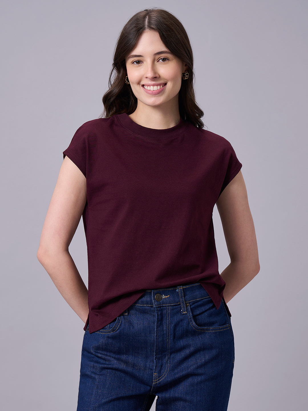 Women's Wine 100% Organic Cotton Regular Fit Tshirt