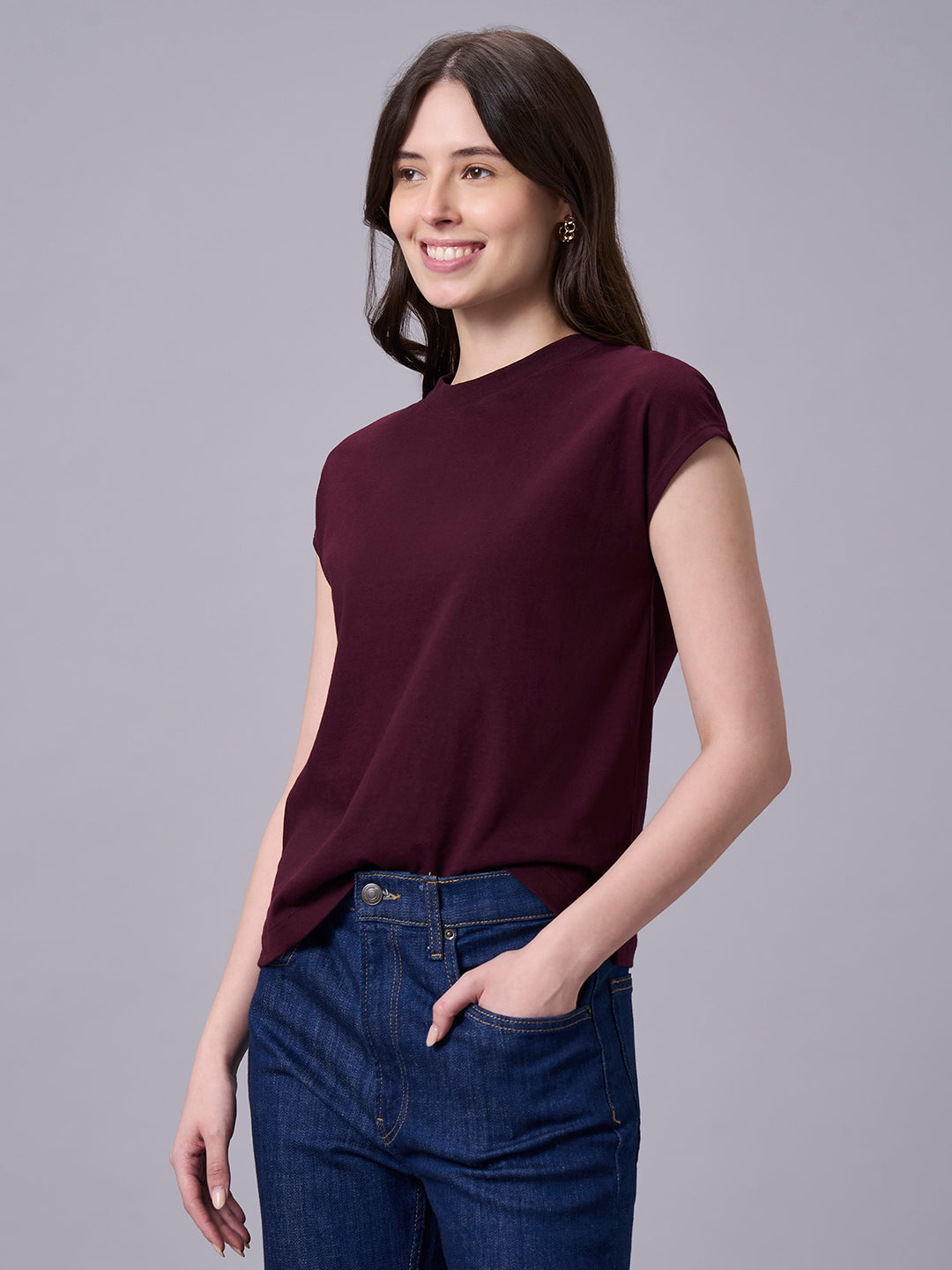 Women's Wine 100% Organic Cotton Regular Fit Tshirt