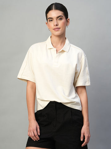 Women's Natural Cotton Elastane Regular Fit Tshirt