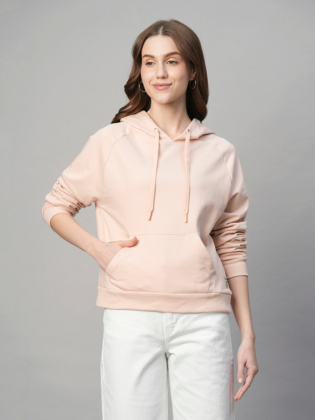 Women's Pink Organic Cotton Regular Fit Hoodie Sweatshirt